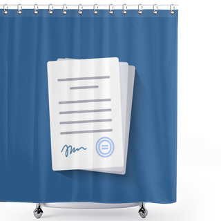 Personality  Office Documents Isolated. Financial Papers With Shadow. Stack Of Paperwork. Important Papers.Business Writing Blank. Documentation Vector. Shower Curtains