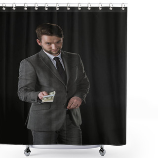 Personality  Businessman With Dollar Banknotes Shower Curtains