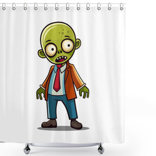 Personality  Cute Funnt Zombie. Cartoon Style On White Background. Vector Illustration Shower Curtains
