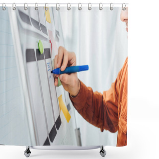Personality  Cropped View Of Developer With Marker Planning Ux Design Of Mobile Website With Templates On Whiteboard  Shower Curtains