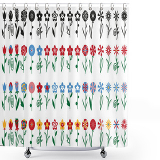 Personality  Flowers On Stalks Icons Shower Curtains
