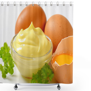 Personality  Bowl Of Egg Mayonnaise Shower Curtains