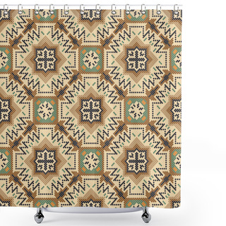 Personality  Traditional Bulgarian Embroidery Vector Pattern Shower Curtains