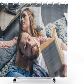 Personality  Couple Reading Book Shower Curtains