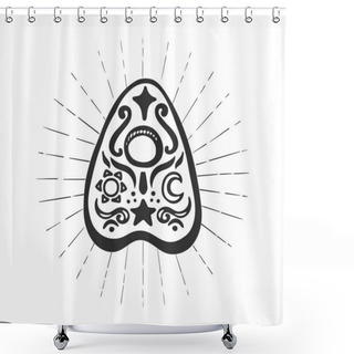 Personality  Ouija Pointer Isolated On White Background.  Element For Pagan, Occult Magic, Halloween Or Witchcraft Theme. Shower Curtains