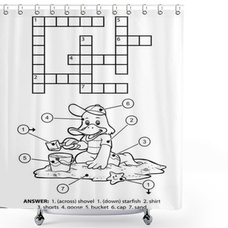 Personality  Vector Colorless Crossword. Goose On The Beach Shower Curtains