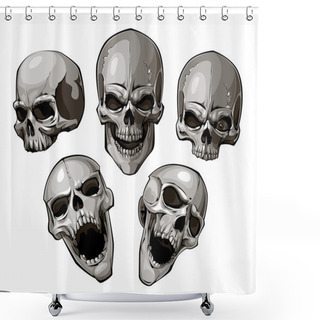 Personality  Black-and-white Image With Skulls Shower Curtains