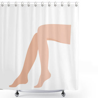Personality  Beauty Female Legs. Barefoot Silhouette Of Woman Feet. Banner For Fashion Spa Or Cosmetics. Depilation Or Epilation Concept. Elegant And Sexy Feet Flat Vector Isolated Illustration On White Background Shower Curtains
