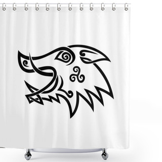 Personality  Boar Head Celtic Knot Black And White Stencil Shower Curtains