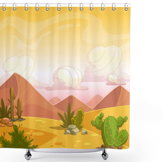 Personality  Cartoon Desert Landscape Shower Curtains