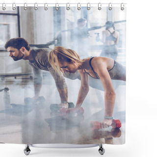Personality  Sporty People Exercising In Gym    Shower Curtains