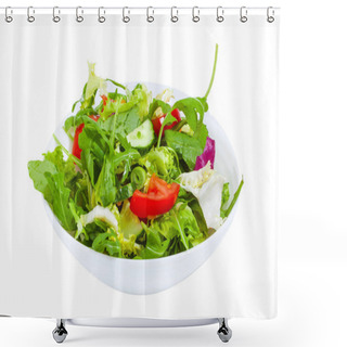 Personality  Fresh Vegetable Salad  In Plate, Isolated Shower Curtains