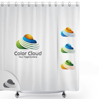 Personality  Colorful Cloud Logo. 3D Modern Design Of Cloud Vector Design. Shower Curtains