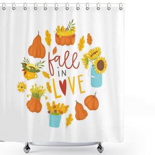 Personality  Colorful Autumn Illustration. Vector  Shower Curtains