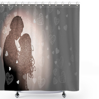 Personality  Valentine's Background With Couple In Love. Shower Curtains