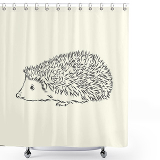 Personality  Hedgehog Sketch Drawing Isolated On White Background Shower Curtains