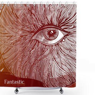 Personality  Mechanical Eye - Vector Illustration With Elements Of Grunge Shower Curtains
