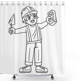 Personality  A Cute And Funny Coloring Page Of A Construction Mason Holding Brick. Provides Hours Of Coloring Fun For Children. To Color, This Page Is Very Easy. Suitable For Little Kids And Toddlers. Shower Curtains