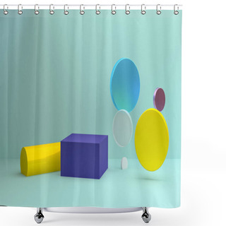Personality  Minimalist Abstract Geometrical Figures Background, 3D Render. Shower Curtains