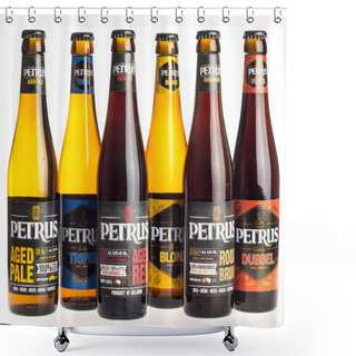 Personality  Bottles Of Belgian Petrus Craft Beers Isolated On A White Background Shower Curtains