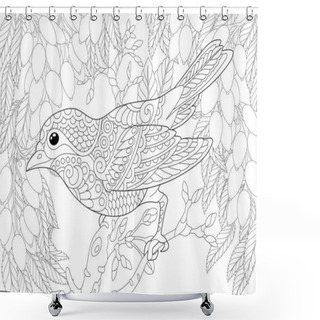Personality  Coloring Page With Bird In The Garden Shower Curtains