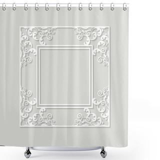 Personality  Filigree Frame Paper Cut Out. Baroque Vintage Design. Shower Curtains