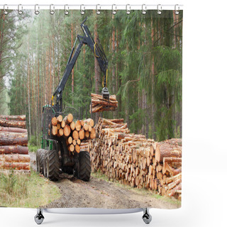 Personality  The Harvester Working In A Forest. Shower Curtains