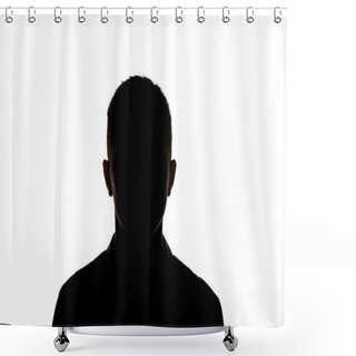 Personality  Silhouette Of Man Looking At Camera Isolated On White Shower Curtains