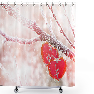 Personality  Winter Forest. Heart Shower Curtains