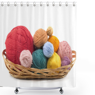 Personality  Yarn Balls In  Basket Shower Curtains
