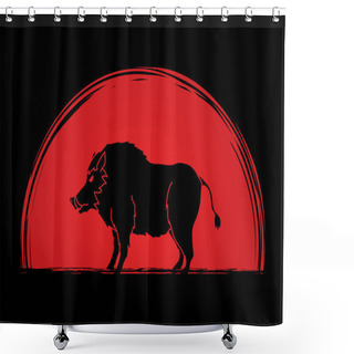 Personality  Boar Wild Hog Standing  Shower Curtains