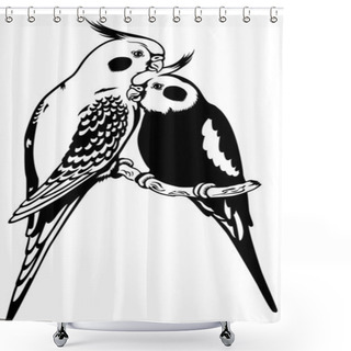 Personality  Cockatiels Black White Shower Curtains
