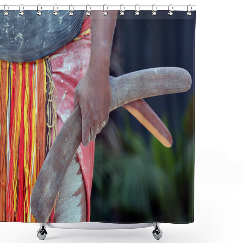 Personality  Man With Boomerangs Shower Curtains