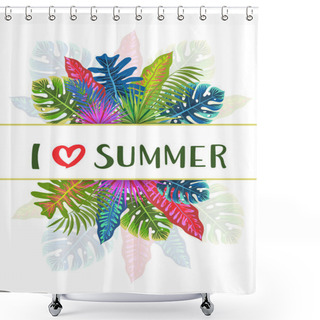 Personality  Tropical Summer Pattern With Leaves, Vector Illustration Shower Curtains