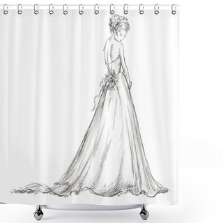 Personality  Bride. Beautiful Young Girl In A Wedding Dress. Shower Curtains
