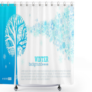 Personality  Vector Winter Tree Background.  Shower Curtains