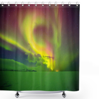 Personality  Beautiful Aurora Borealis In Iceland, Shot In Early Winter Perio Shower Curtains