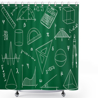 Personality  Mathematics - School Supplies, Geometric Shapes And Expressions Shower Curtains