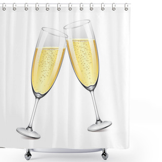 Personality  Two Champagne Glasses Vector Illustration Shower Curtains