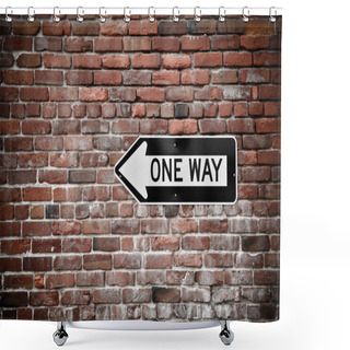 Personality  Brick Wall With One Way Sign Shower Curtains