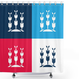 Personality  Agriculture Blue And Red Four Color Minimal Icon Set Shower Curtains