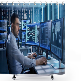 Personality  System Security Specialist Working At System Control Center. Roo Shower Curtains