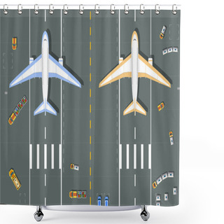 Personality  Overhead   Point Of View Airport Shower Curtains