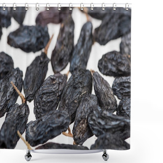 Personality  Close Up View Of Black Raisins Isolated On White Shower Curtains