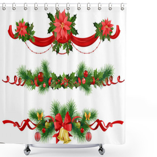 Personality  Christmas Festive Decoration With Spruce Tree Shower Curtains