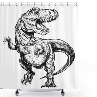 Personality  Tyrannosaurus Dinosaur Vector Linework Illustration Shower Curtains