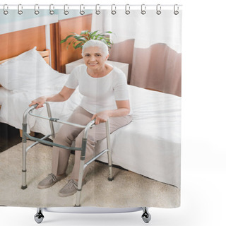 Personality  Senior Woman With Walker In Hospital Shower Curtains