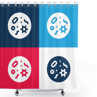 Personality  Bacteria Blue And Red Four Color Minimal Icon Set Shower Curtains