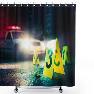 Personality  High Contrast Image Of A Crime Scene Shower Curtains