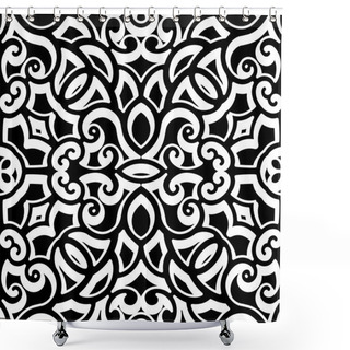 Personality  Black And White Curly Pattern Shower Curtains
